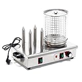 Wiltec Hot Dog Gerät 650 W aus Edelstahl mit 4 Heiz-Dornen, 475 x 290 x 380 mm, Wurstkocher Würstchenwärmer Hot Dog Maker Eierkocher Dämpfer