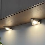 Loevschall Emerald Kit Unterbauleuchte Küche LED 230V, 5er-Kit, Dreieckige LED-Lampe für unterbauleuchte mit 3500K Weißlicht, einfache Installation mit integriertem Schalter, Edelstahl, komplettes Set