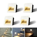 Arotelicht 3W LED Treppenbeleuchtung Wandeinbauleuchte 4er Eckig Wandleuchte Treppenlicht Stufenlicht Treppenleuchte Beleuchtung Lampe Alu Innen 230V warmweiß IP44 Treppen-Leuchte,Treppenlampen