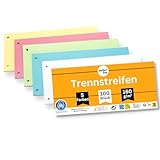 perfect line - 100 Trennstreifen für Ordner A4, Trennblätter aus Recycling-Karton, Made in Germany, 5 Farben, gelocht, Blauer Engel zertifiziert