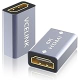 VCELINK HDMI Kupplung 8K, HDMI Buchse auf Buchse, Unterstützt 8K@60Hz/ 4K@120Hz UHD,7680 * 4320 Auflösung, 3D, HDR, eARC für Laptop, PCs, Monitor, Roku TV, 2 Stück
