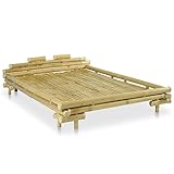 vidaXL Bambusbett 140x200cm Natur Bambus Bett Futonbett Doppelbett Holzbett