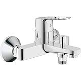 GROHE BauLoop, Badewannenarmatur (Duscharmatur für die Badewanne, Mischbatterie mit automatischer Umstellung Wanne/Brause, mit integriertem Rücklaufventil, S-Anschlüsse), chrom, 23341000