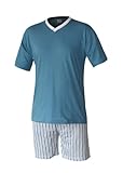 Moonline nightwear Herren Schlafanzug kurz 100% Baumwolle Herrenschlafanzug Shorty Herren Kurzer Schlafanzug Herren Shorty Pyjama kurz Nachtwäsche Herren in den Größen M L XL XXL 3XL