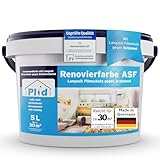 Plid® Renovierfarbe ASF 5l Innen Weiß für alle Wände - Perfekte Schutzfarbe für feuchte Räume, Bad & Küche - Wandfarbe weiß mit Langzeitschutz gegen Schimmelbefall - Qualität - Made in Germany