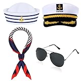 Cadimus 4PCS Kapitänsmütze Zubehör, Kapitäns Kostüm Zubehör, für Karneval Mottoparty