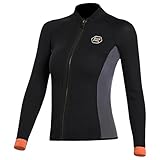 Neoprenanzug Jacke für Damen 3mm Neoprenanzug-Oberteile für Frauen Warmhalten Langarm Frontreißverschluss Neoprenoberteil für Tauchen Surfen Schnorcheln Schwimmen Wassersport M Größe