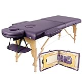 Higliocas Massageliege Klappbar Kosmetik Liege: 2-Zonen Holz Massagetisch Mobile Massagebett Massagebank Für Physiotherapie & Tattoo