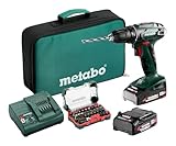 Metabo Akku-Bohrschrauber BS 18 – 602207930 – 18 V – Mit 32-teiliger Bit-Box – Inklusive zwei Akkus und Ladegerät