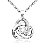 KENIY Kette Damen Zirkonia Anhänger Halskette Damen Silber Herz Charm Necklace Verstellbare Halskette Damen Silber 925 Premium Freundschaftskette Keltischer Schmuck Geschenk für Sie Frau Freundin Mama