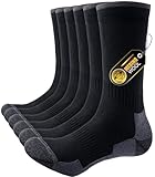 PULIOU Merino Socken Herren Damen Thermosocken Wandersocken Outdoor & Trekking-Socken, Anti-Blasen, Gepolstert Arbeitssocken Wintersocken，Schwarz 43-46