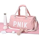 Gym Duffel Bag für Damen, Sport Reisetasche mit Nasstasche und Schuhfach, Weekender Übernachtungstasche mit Kulturbeutel für Frauen Mädchen Reisen, Fitnessstudio, Yoga, Schule Schwarz, A-rosa