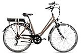 HOLLANDIA E-Citybike Damen 28' Optima Basic RH 50 cm Braun 250 Watt Li-Ion 36V/10,4 Ah 7 Gänge