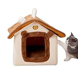 Winter-Katzenkorb – aus geschlossenem Plüsch mit Griff | Haus für Katzen im Winter, für Schlafzimmer, Garage, Wohnzimmer, Fensterbank, Balkon, Spiel, Ruhe und Nickerchen