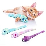Nobleza-3er-Pack Katzenspielzeug Maus,Enthält Katzenminze,Lange Plüschtiere,Kleine Maus Interaktives Aktivitätsspielzeug,Spielzeugmaus hat einen Ton