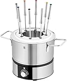WMF Lono Fondueset für 8 Personen, Fondue elektrisch, 1400 W, Temperaturregulierung, Gabel-Halterung, Induktionstopf 1,2l, Hot Pot, edelstahl matt