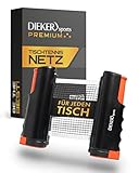 Dieker Sports Tischtennisnetz für jeden Tisch [in Sekunden aufgebaut] - ausziehbares Tischtennis Netz [gratis Videokurs vom Profi] - Tischtennisnetz Outdoor & Indoor, Netz Tischtennisplatte Outdoor