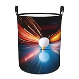 Ping-Pong Tragbarer Aufbewahrungskorb, Schlafzimmer, Kleidung, Wäschekorb mit Griff, runder einlagiger Wäschekorb