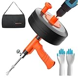 Rohrreinigungsspirale mit Metalltrommel [10m], Bohraufsatz, stabile Rohrspirale