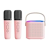 Jeenuuder Bluetooth-Lautsprechersystem 5.3, tragbar, mit 2 Mikrofonen ohne Gesangslautsprecher zu Hause, einfache Installation, einfach zu bedienen, Rosa