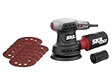 Skil 7422 AA Exzenterschleifer mit 300 Watt und 3 Schleifblätter (mit Gasgebschalter, ergonomische einhändige Anwendung, integriertes Staubauffangsystem, Schleifmaschine) F0157422AA