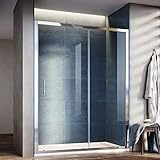 SONNI Duschtür 140 cm Nischentür Schiebetür ESG Sicherheitsglas Duschkabine Duschabtrennung H185cm…