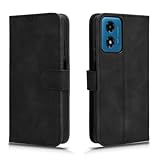 GOKEN Hülle für Motorola Moto E14 / Moto G24 / G24 Power / G04 / G04s-Stoßfeste Handyhülle aus Synthetik Leder & Silikon, Klapp Schutzhülle mit Kartenfach, Faltbarer Ständer & Magnetverschluss-Schwarz
