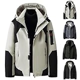 KOG Winterjacke Herren Steppjacke Baumwolle Daunenjacke 2025 Daunenmantel Laufjacke Oberteile Teenager Warm Windjacke Warme Dufflecoat Trainingsjacke Festival Jacke Fahrradmantel Beige XL