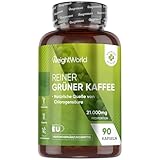 Grüner Kaffee Kapseln 21.000mg - Grüner Kaffeebohnen Extrakt - 90 Kaffeepulver Kapseln - Natürliche Quelle der Chlorogensäure (CGA) - Pure Green Coffee von WeightWorld