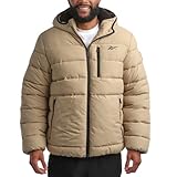 Reebok Herren-Winterjacke – schwerer Sherpa-Futter, Puffer-Parka, Herren-Wintermantel, isoliert, gesteppt, Skijacke für Herren, Sand, X-Large