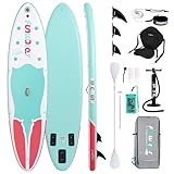 FunWater Aufblasbares Stand Up Paddle Board Surfbrett SUP Komplettes Paddleboard Zubehör Verstellbares Paddel, Pumpe, Reiserucksack, Leine, wasserdichte Tasche, Erwachsene Paddelboard