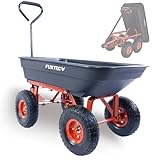Fuxtec Kippwagen FX-KW2175 bis max. 300kg Zuladung und max. 150 kg bei gekippter Funktion, Transportwagen mit geschlossener Ladefläche aus Kunststoff - Gartenkarre für ihre Geräte, große Lufträder