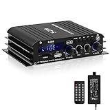 S-299 4.1-Kanal HiFi Verstärker, RMS 40Wx4+50W Bluetooth Mini Audio Verstärker Max. 800W Leistung Passiver Subwoofer Verstärker DC 12V/5A für Heimlautsprecher mit USB SD Slot, AUX