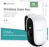 WUUK Add-on 2K Wireless Überwachungskamera Aussen, Erfordert Vorhandene Homebase, 240 Tage Akku, Nachtsicht, Personen- und Bewegungs-Erkennung, 2.4/5GHz WLAN, Kompatibel Mit Alexa & Google