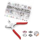 Nähset Mit 100PCS Metallknöpfen, Manuelle Zangen Werkzeug Enthalten, Einfach Zu Bedienen, All-in-One-Bequemlichkeit, Für DIY-Handwerk, Nähen, Kleidung(Colored hollow)