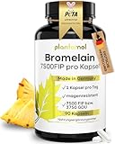 90 Bromelain Kapseln mit 7500 FIP pro Kapsel - Bromelain hochdosiert mit 750mg Bromelain Enzym aus Ananas-Extrakt - besonders hohe Enzymaktivität von 10.000 FIP/g - vegan - plantomol® - Neu