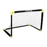 Dunlop Fußballtor - Fussballtor 90 x 59 x 61 cm - Faltbares fußball Tor - Fussballtore für Garten Kinder und Erwachsene - Fussball Trainingszubehör für Innen und Außen - Metall - Schwarz/Gelb
