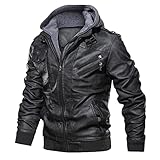 Lederjacke Herren Abnehmbarer Hoodie