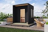 Chillroi Karibu Saunahaus Nadira Natur oder schwarz inkl. Saunaofen 9kW Außensauna Gartensauna (Schwarz)