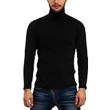 Toocool - Rollkragenpullover Herren Langarm Plüsch Hoher Kragen Slim Fit LO-A6957, Schwarz , Medium