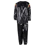 Anzug Herren Weihnachten PVC Fitness Kleidung Sport Rot und Gelb Schwitzen Sauna Kleidung Abnehmen Anzug Blauer Anzug Herren Business (Black, XXXL)