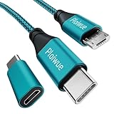USB C auf Micro USB Kabel 6M USB C to Micro USB Adapter USB Typ C auf Micro Kabel USB C zu Micro Ladegerät Kabel Android Ladekabel Kompatibel für Samsung Galaxy S20/S9/S9+/S10, Huawei, HTC, LG