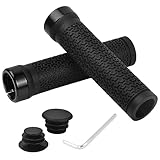 1 Paar Fahrrad Lenker Griffe Rutschfester Fahrradgriffe, Ergonomische Struktur Fahrrad Griffe mit Einseitiges Lock-On, Lenkergriffe Handgriffe für 22 mm Fahrrad MTB Mountainbike Fahrrad (Schwarz)