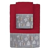 Weihnachtliche Handtücher für das Badezimmer, Set 1 + 1 aus Baumwoll-Frottee, Weihnachtsdekor 6982