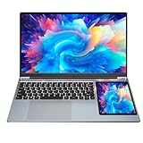 2 in 1 Laptop 15.6 Inch IPS + 7'' Touchscreen Intel Celeron N5095 Quad-Core up to 2.9Ghz, 16GB RAM 2TB SSD Notebook Windows 11, 2 USB3.0, Type-C, Mini HDMI, 2.4/5G WiFi, Bluetooth 4.2