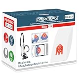 PRIMEBAG 8 Staubsaugerbeutel kompatibel für Miele FJM Compact C1/C2, Complete C1, S4 S6 S4000 S6000 inkl. 4 Filter - Staubbeutel 5-Lagen Vlies, Automatikverschluss