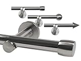 npluseins Gardinenstange/Teleskop 1-läufig Ø 13/16 Set + Zubehör 1569.2259, ca. 120-210 cm, Zylinder Chrom