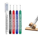 Nurila Tieflochmarker, 5 Stück Bohrlochmarker,Markierstifte 20mm Extralange Spitze Tiefenlochmarker, Markierungsstift für Holz, Kunststoff, Wand, Metall, Karton (Schwarz, Rot, Blau, Grün Und Weiß)