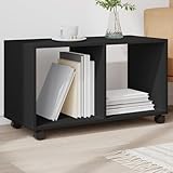 ShGaxin Rollschrank Schwarz 72x33x42,5 cm Holzwerkstoff, Rollcontainer, Sideboard, Aktenschrank, Büro Schrank, File Cabinet, Druckertisch - 853138
