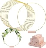 10 Stück 20cm Metallringe zum Basteln, Gold Metall Deko Ringe mit Fuß, Deko Ringe zum Aufhängen, Drahtring zum Basteln für DIY Hochzeit Tischdekoration, Weihnachten Handwerk, Wandbehang, Traumfänger